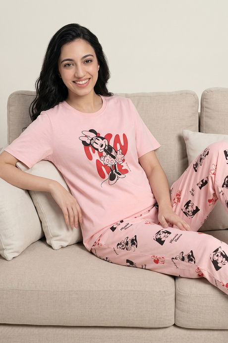 Zivame Minnie Mouse Knit Cotton Loungewear Set - Gossamer Pink — image 5